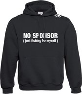 Karpervissen - Karper - Hoodie - Trui - No Sponsor - Fun - Zwart - Maat M