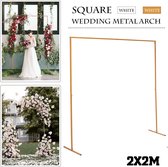 Feestdecoratievoorwerpen-Bruiloft Podium Achtergrond Frame Smeedijzeren Decoratieve Bloem Stand-2M X 2M -Goud