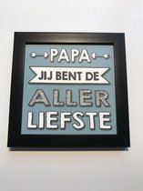 Tekstbord / Wandbord / Papa liefste / Verjaardag / Cadeau / Woondecoratie / Blauw / Fotolijst / Vaderdag