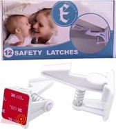 Eletux-B kast- & ladebeveiliging- Kinderslot Kastjes- Veiligheid kinderen- Inclusief handvat- Sterke 3M-lijm- 12 Stuks - Wit