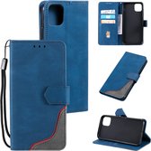GSMNed – Hoogwaardig iPhone 12 Mini Hoesje Blauw – Luxe Leren Pu Hoesje – 3 pasjes houder – Met Koord – magnetische sluiting
