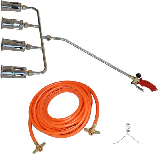 Foto: Dakbrander 4 koppige turbo brander met gashendel 5mtr slang gasbrander fermotools