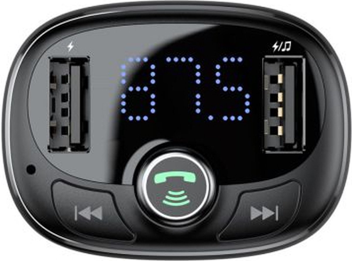 Baseus Bluetooth FM Transmitter - Autolader - Bluetooth Carkit - Handsfree - Muziek Streamen - Bluetooth 5.0 en USB 3.0 Quick Charge - Handsfree Bellen - Extra Grote Microfoon - Extra bass - Telefoon Opladen - Spraakbediening Zwart - CCALL-TM01