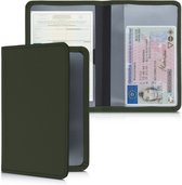 Housse kwmobile pour certificat d'immatriculation et permis de conduire - Étui avec porte-cartes vert foncé - Housse en néoprène