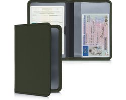 kwmobile hoes voor kentekenbewijs en rijbewijs - Hoesje met pasjeshouder in donkergroen - Omslag van neopreen