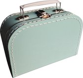 Kinderkoffer 20cm Mintgroen - Logeerkoffer - Kartonnen koffer - Speelkoffer - Poppenkoffer- Opbergen - Cadeau - Decoratie