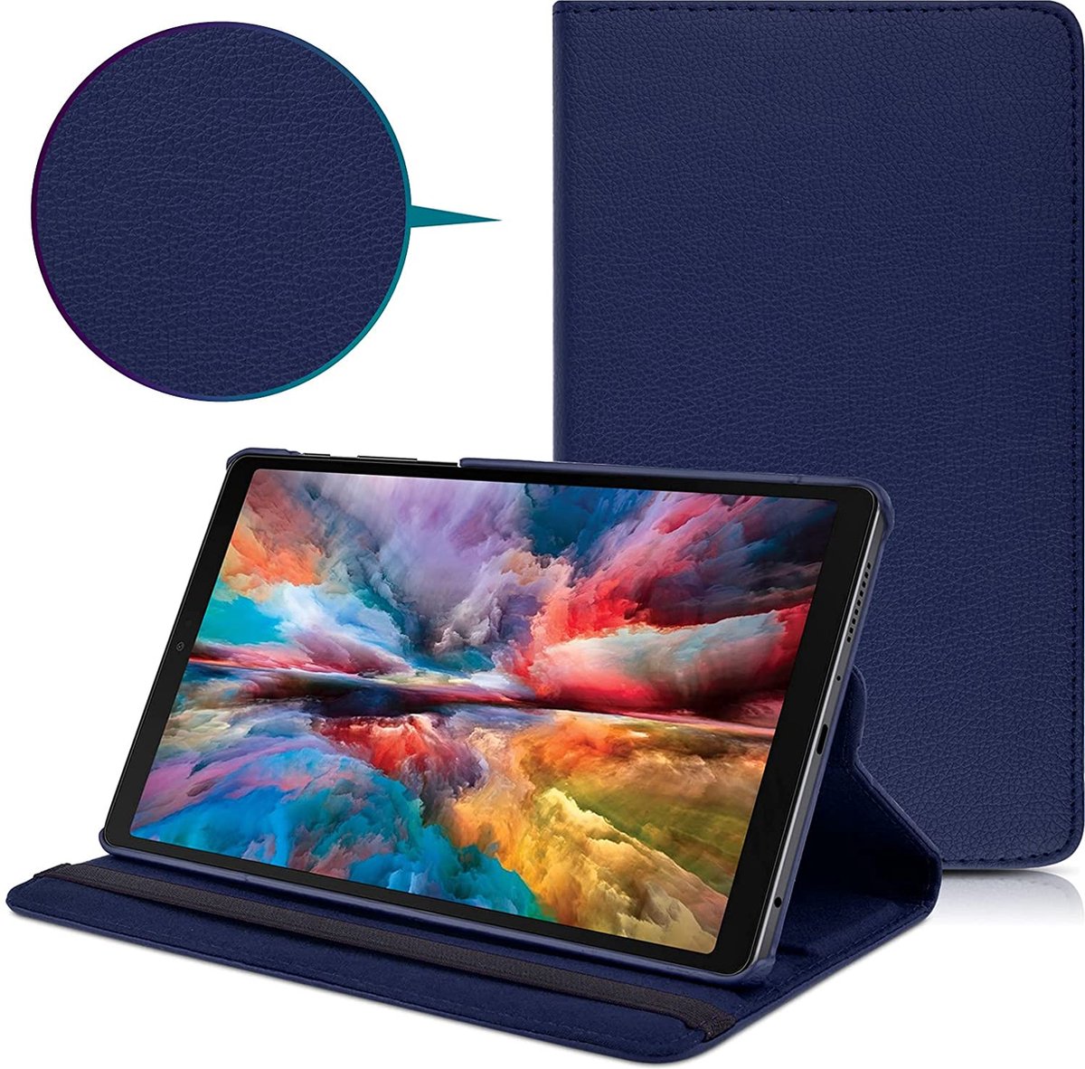 Geschikt Voor: Samsung Galaxy Tab A7 Lite Multi Stand Case - 360 Draaibaar Tablet hoesje - Tablethoes - Donker Blauw