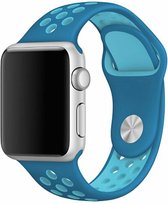 Rubberen sport bandje voor de Geschikt voor Apple Watch 38mm - 40mm M/L - Blauw Lichtblauw 1|2|3|4|5|6|7