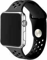 Rubberen sport bandje voor de Geschikt voor Apple Watch 42mm - 44mm S/M - Obsidian Zwart 1|2|3|4|5|6|7