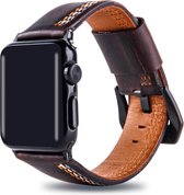 Leren bandje Geschikt voor Apple Watch met klassieke zwarte gesp Donkerbruin 42/44/45mm