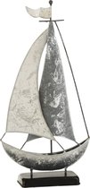 Boot - Zeilboot | metaal | wit - grijs | 22x8x (h)46 cm