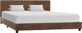 Decoways - Bedframe kunstsuède bruin 160x200 cm
