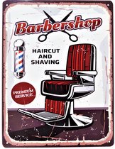 2D Metalen wandbord "BarberShop" 33x25cm