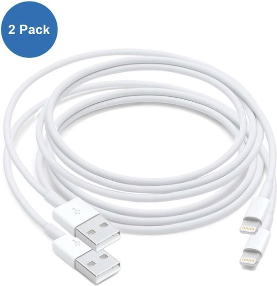 2 maal iPhone kabel USB naar Lightning - geschikt voor Apple iPhone 6 - 7 -  8 - X - XS... | bol.com