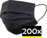 Xique 3 laags mondmaskers 200 stuks - Zwart