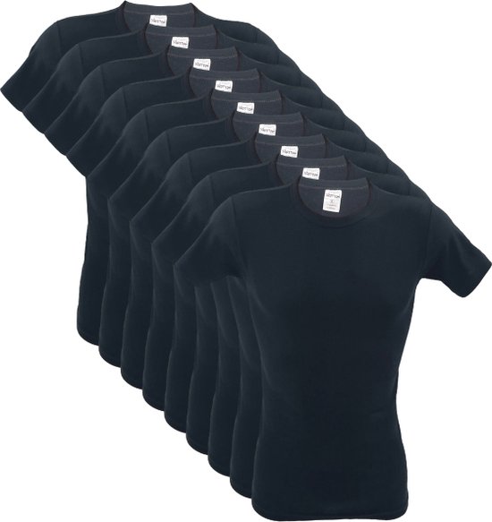 9 stuks SQOTTON O-neck-T-shirt - Zwart - Maat M/L