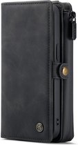 iPhone 13 Casemania Hoesje Charcoal Gray - Luxe 2 in 1 Portemonnee Book Case met Extra Vakken