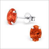 Aramat jewels ® - Ovale oorbellen met zirkonia 925 zilver oranje 5mm x 7mm