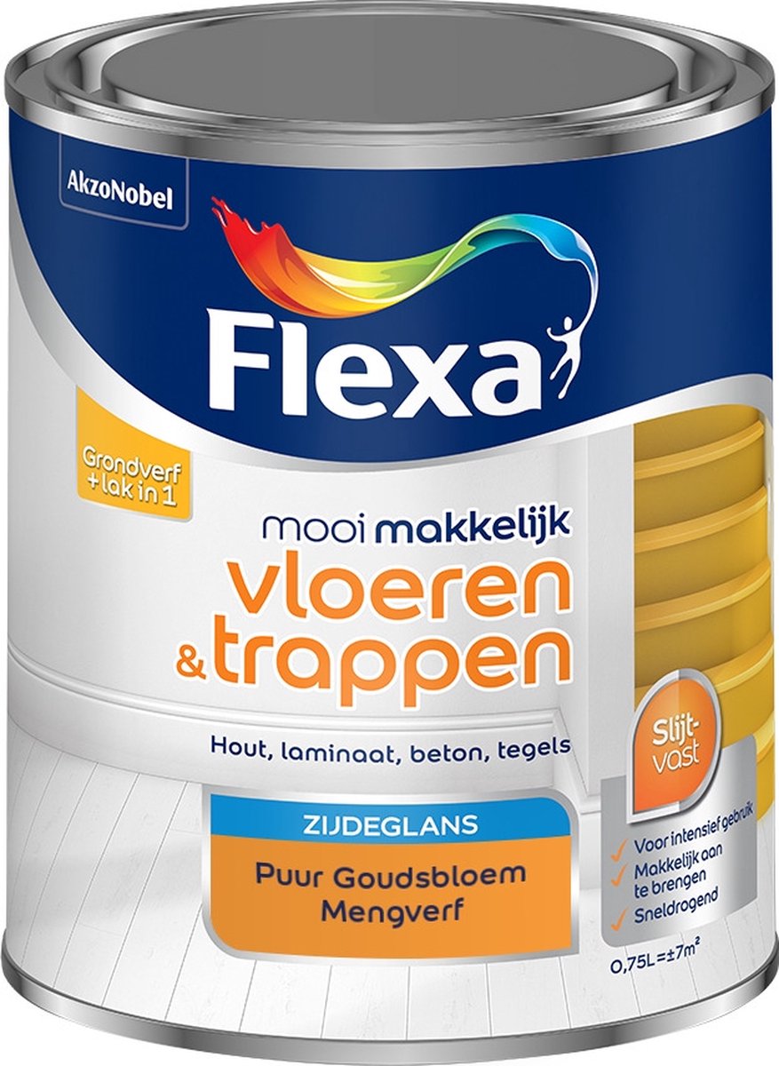 Flexa Mooi Makkelijk Verf - Vloeren en Trappen - Mengkleur - Puur Goudsbloem - 750 ml