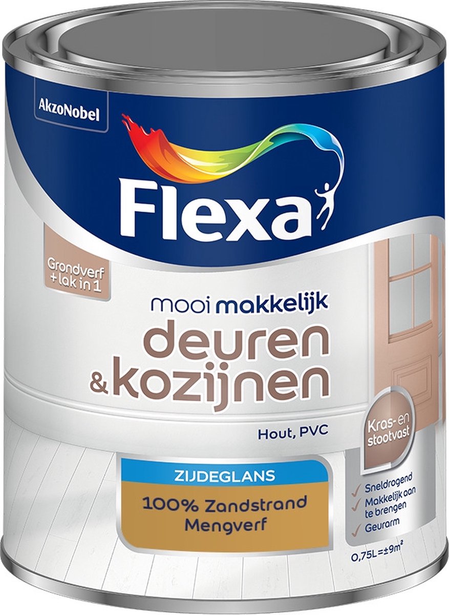 Flexa Mooi Makkelijk Verf - Deuren en Kozijnen - Mengkleur - 100% Zandstrand - 750 ml