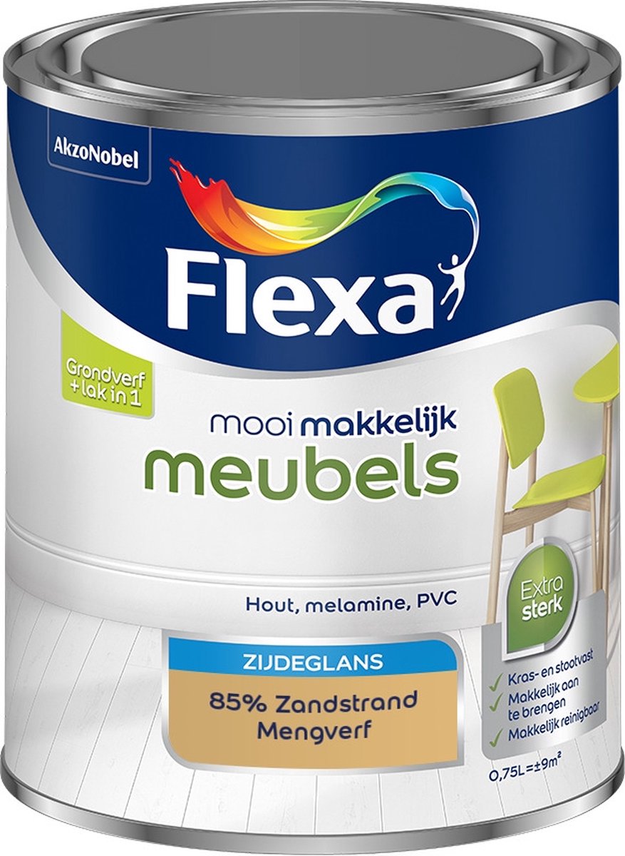 Flexa Mooi Makkelijk Verf - Meubels - Mengkleur - 85% Zandstrand - 750 ml