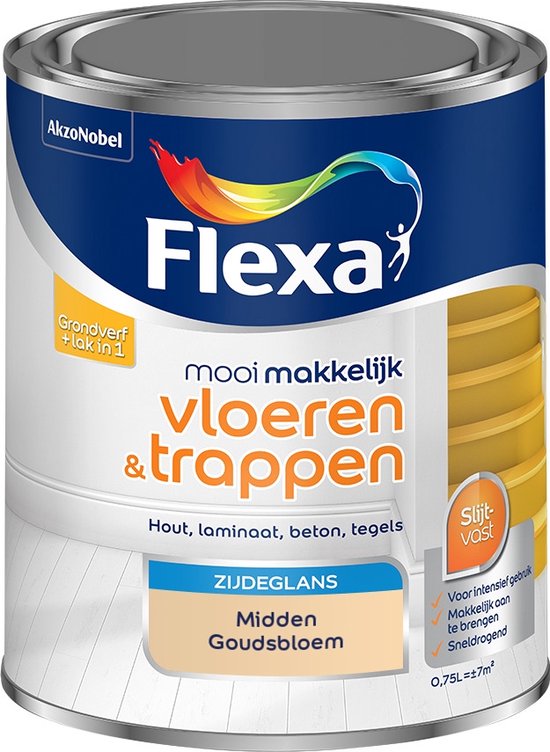 Flexa Mooi Makkelijk Verf - Vloeren en Trappen - Mengkleur - Midden Goudsbloem - 750 ml