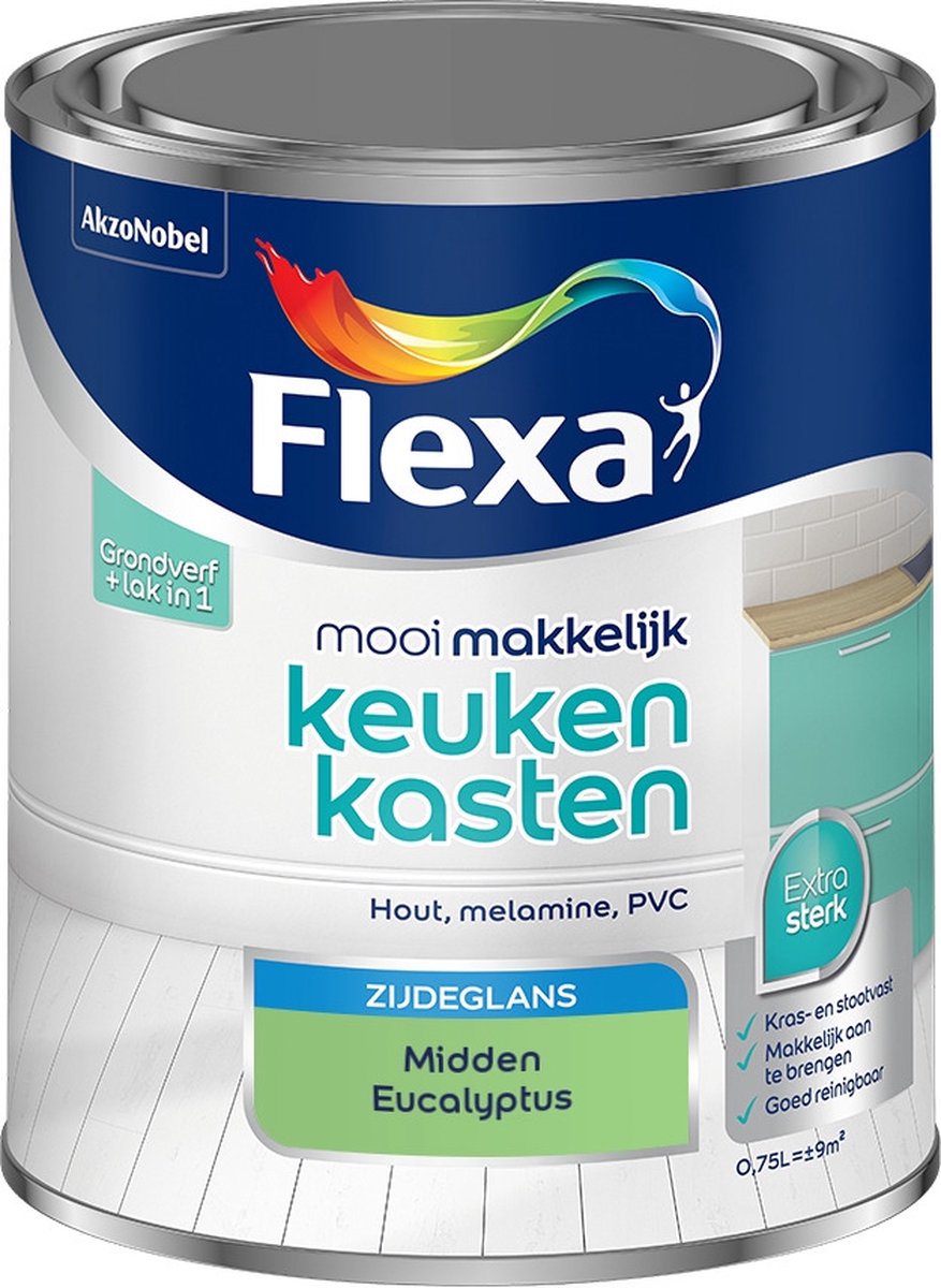 Flexa Mooi Makkelijk Verf - Keukenkasten - Mengkleur - Midden Eucalyptus - 750 ml