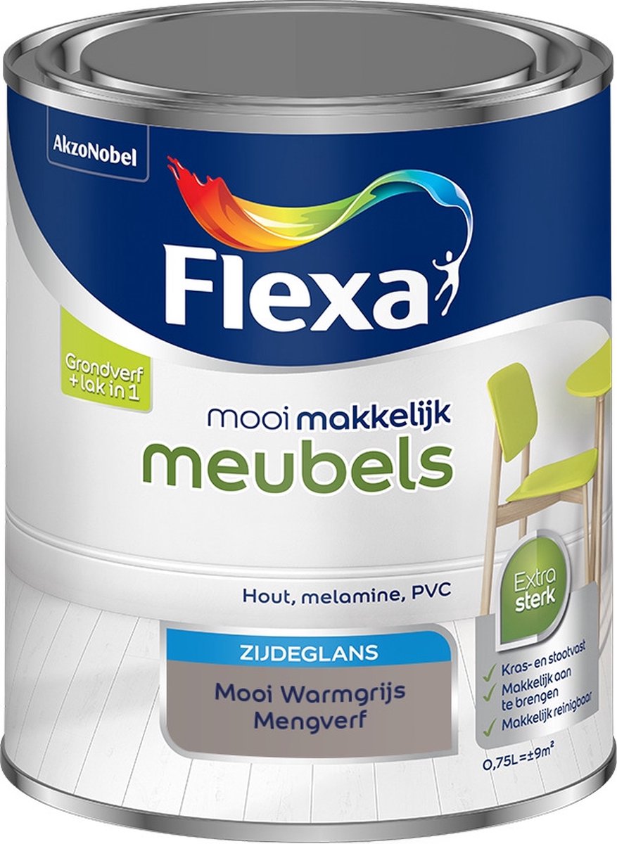 Flexa Mooi Makkelijk Verf - Meubels - Mengkleur - Mooi Warmgrijs - Mooi Makkelijk - 750 ml
