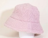 Furry bucket hat pink rose teddy buckethat