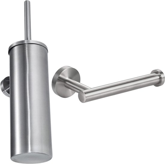 Accessoires de bain - Porte-brosse WC en acier inoxydable chromé