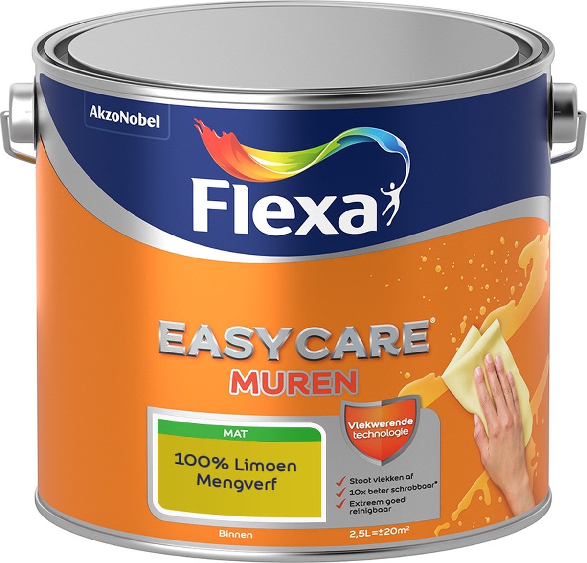 Flexa Easycare Muurverf - Mat - Mengkleur - 100% Limoen - 2,5 liter