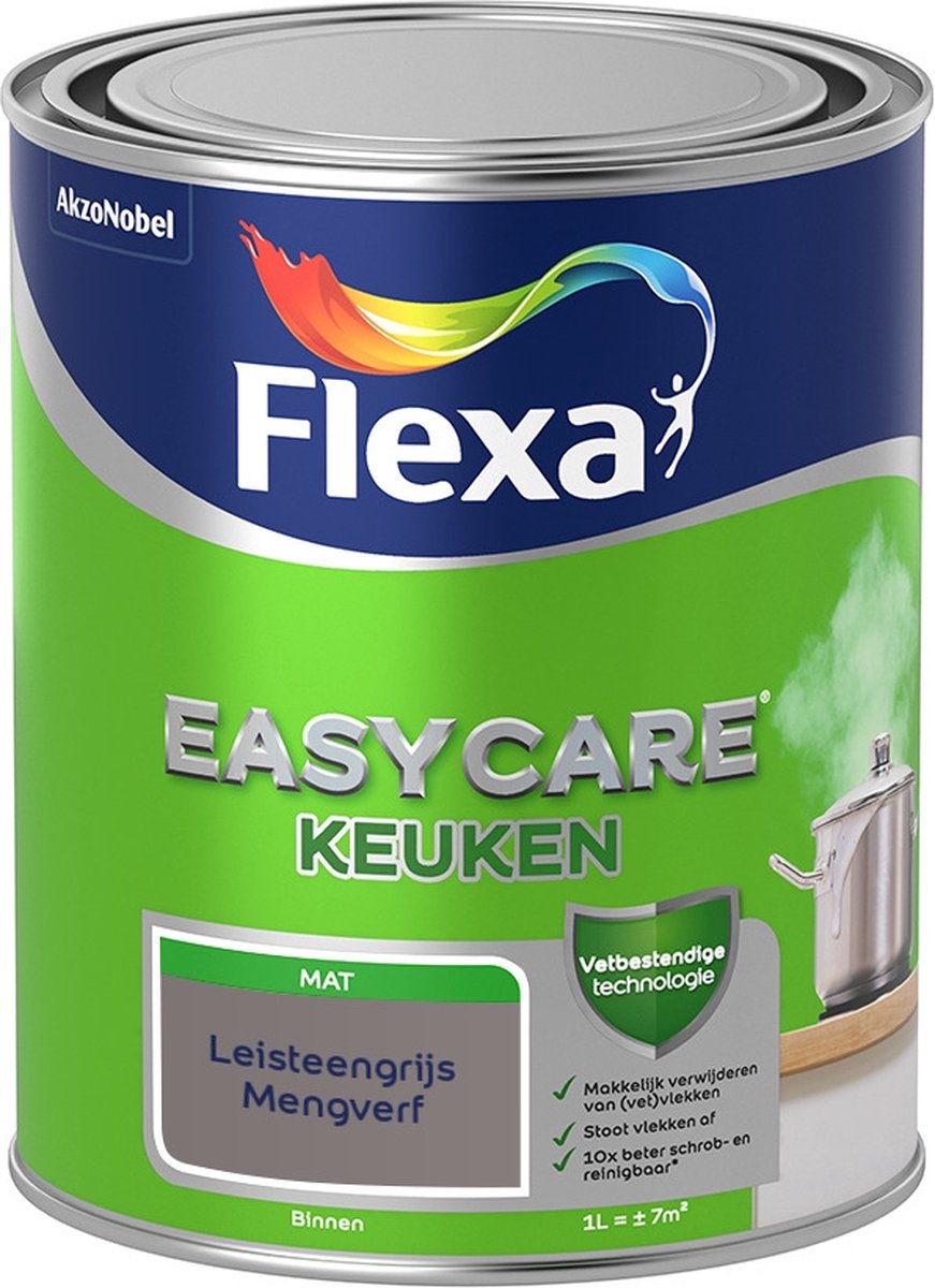 Flexa Easycare Muurverf - Keuken - Mat - Mengkleur - Leisteengrijs - 1 liter