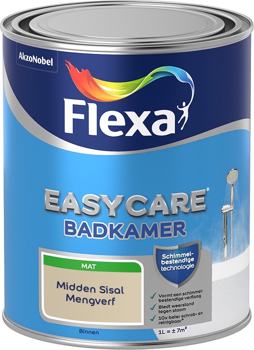 Flexa Easycare Muurverf - Badkamer - Mat - Mengkleur - Midden Sisal - 1 liter