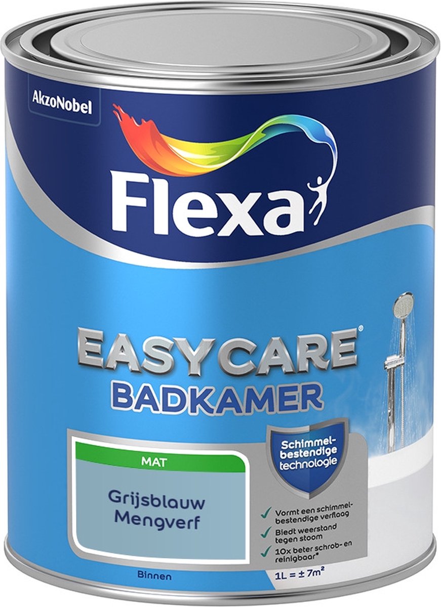 Flexa Easycare Muurverf - Badkamer - Mat - Mengkleur - Grijsblauw - 1 liter