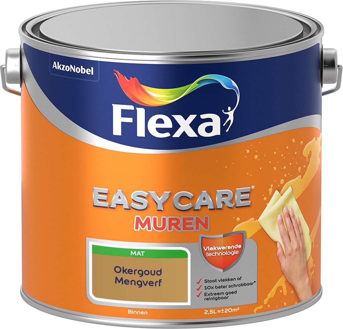 Flexa Easycare Muurverf - Mat - Mengkleur - Okergoud - Kleur van het Jaar 2016 - 2,5 liter