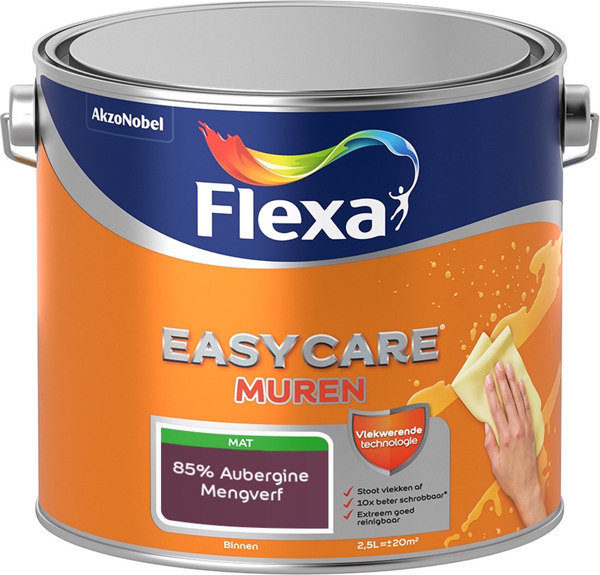 Flexa Easycare Muurverf - Mat - Mengkleur - 85% Aubergine - 2,5 liter