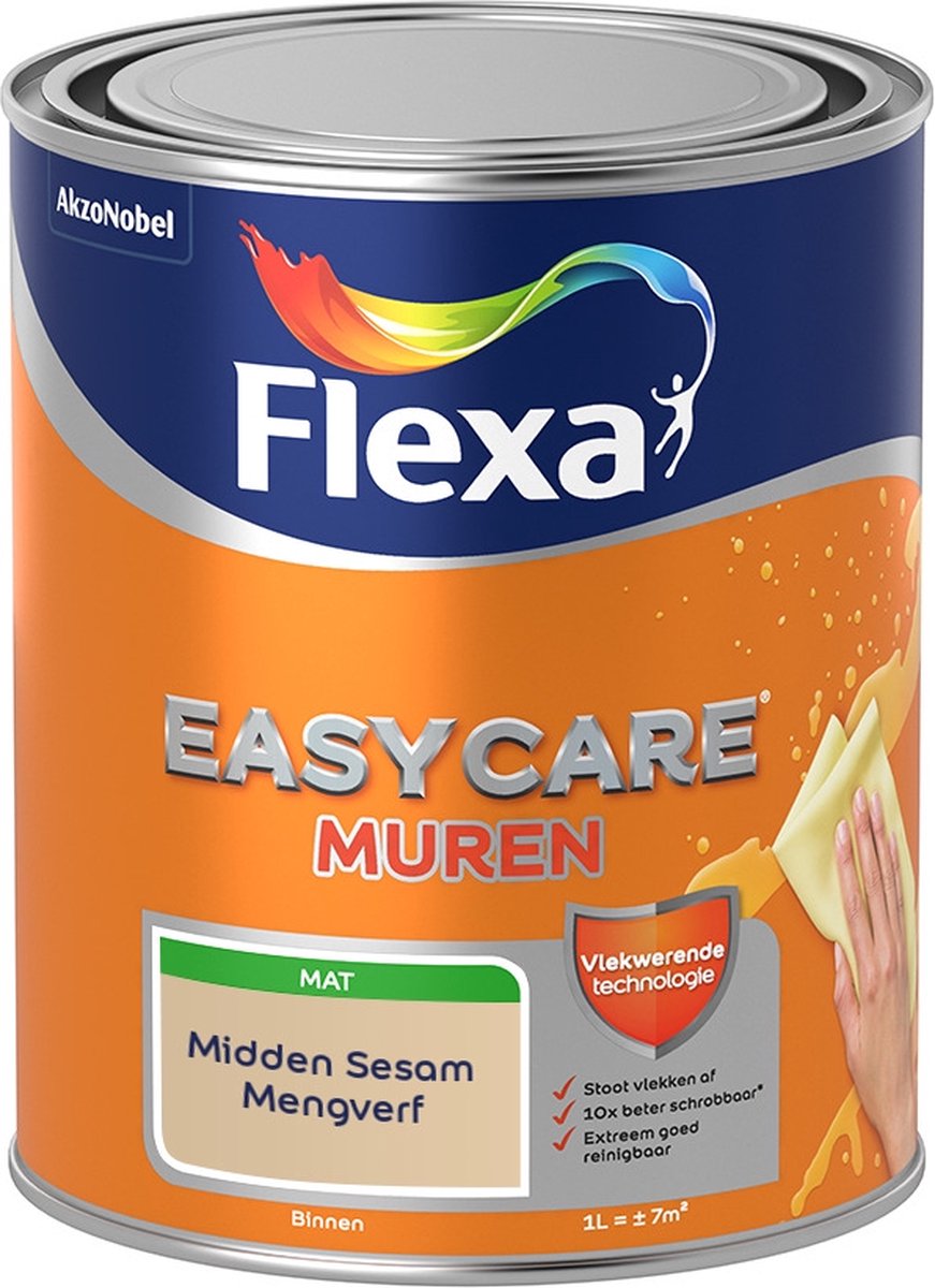 Flexa Easycare Muurverf - Mat - Mengkleur - Midden Sesam - 1 liter