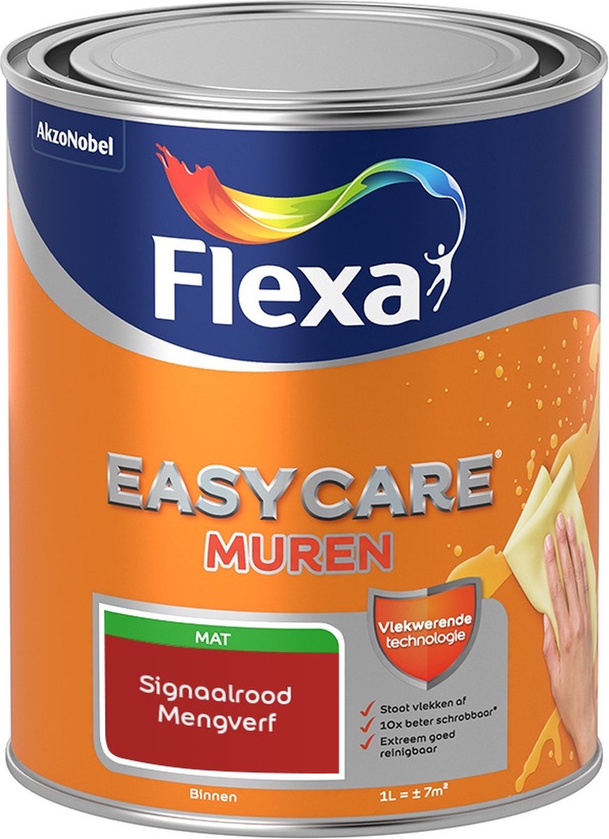 Flexa Easycare Muurverf - Mat - Mengkleur - Signaalrood - 1 liter