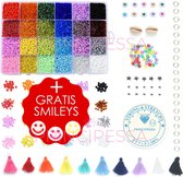 Mega Kralen box 3mm – Regenboog 24 kleuren – 3mm Rocailles - 6.500 kralen + veel extra artikelen – Zelf sieraden maken voor kinderen en volwassenen – DIY