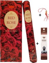 2 Kokers - Wierook - Wierookstokjes - Wierooksticks - Incense sticks - Rode Roos - Red Rose - 40 stokjes + 5 mini wierookstokjes + Gelukspoppetje
