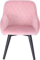FURNIBELLA - Kinderstoel met rugleuning in fluwelen stof roze metalen poten