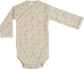 Lodger Overslag Rompertjes Lange Mouw Maat 68 - Romper Rib - 100% Katoen - Unisex - 4-6 maanden - Handige Overslag - Drukknoopsluiting - Beige