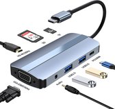 BrightNerd 8 in 1 USB C HUB - HDMI 4K - VGA - 2x USB3.0 - USB-C - SD - Micro SD - 3.5mm audio