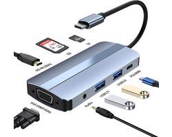 BrightNerd – 8 in 1 USB C HUB – HDMI 4K – VGA – 2x USB3.0 – USB-C – SD – Micro SD – 3.5mm audio