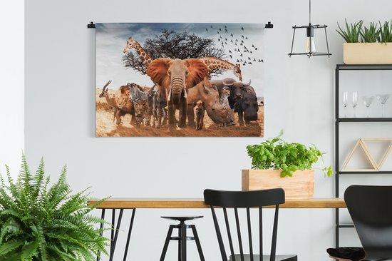 Tapisserie - Animaux - Girafe - Éléphant - 120x80 cm - Tapisserie