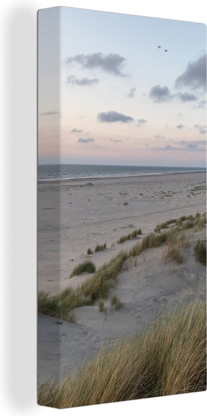 Canvas Schilderij Het strand en de duinen van Ameland - 20x40 cm - Wanddecoratie