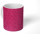 Mok - Koffiemok - Vlak met roze een glitterstructuur - Mokken - 350 ML - Beker - Koffiemokken - Theemok