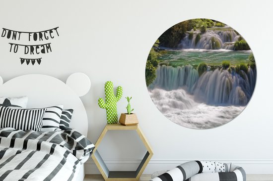 WallCircle - Wall Circle - Wall Circle - Cascades sauvages dans les rivières du Parc National de Krka en Croatie - Aluminium - Dibond - 120x120 cm - Intérieur et Extérieur XXL