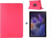 Samsung Galaxy Tab A8 Hoes Roze - Samsung Tab A8 hoesje 2021 - tablethoes draaibare book case Samsung Tab A8 Screenprotector / tempered glass