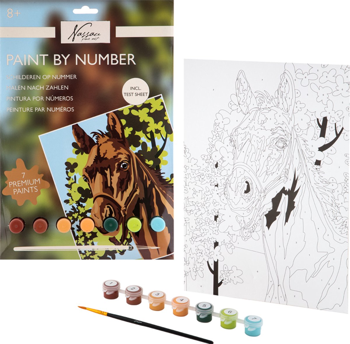 Nassau Fine Art Schilderen op nummer | Thema Paard | Formaat A4 | compleet pakket inclusief verf en penselen